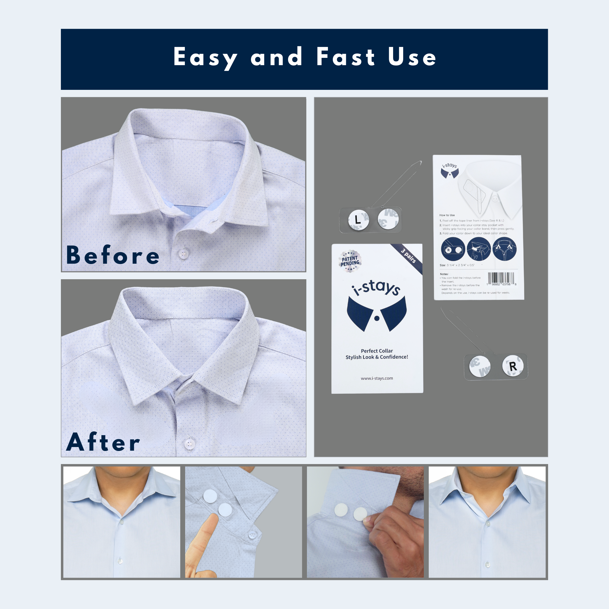 How to apply collar stays in easy and fast way | i-stays
